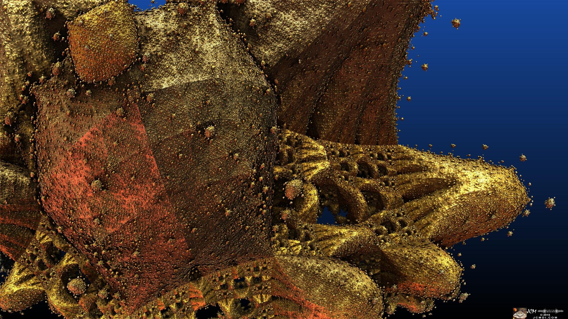 Golden Nugget fractal animation still frame made in Mandelbulb 3D JCMDI.COM